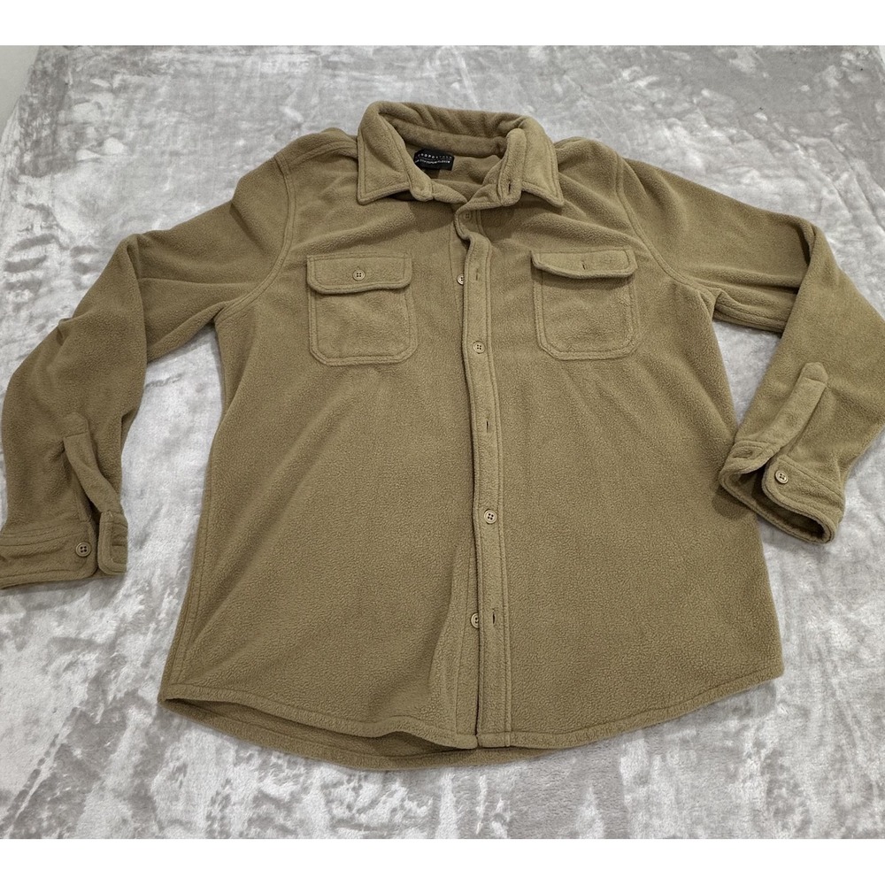 Aeropostale Shirt Jacket Men's Size Large Light Brown Soft Fleece Pockets EUC